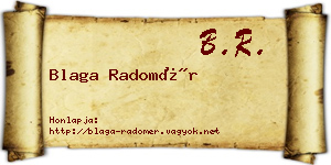Blaga Radomér névjegykártya